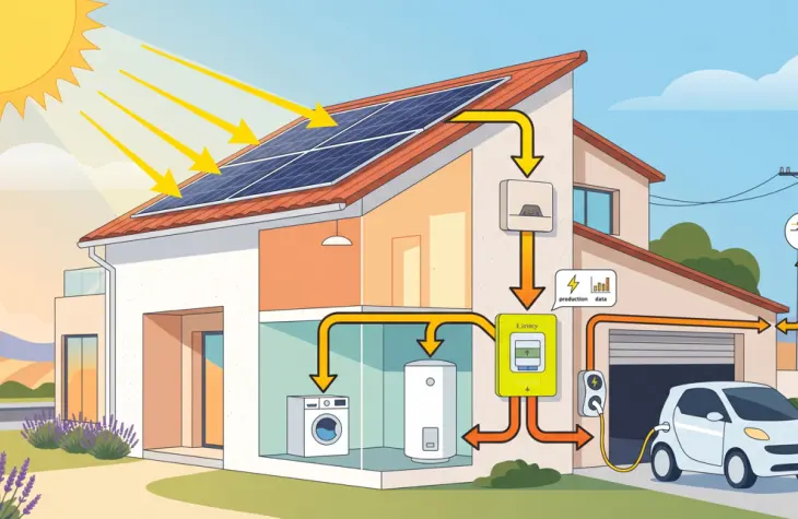 infographie du fonctionnement d'un panneau solaire